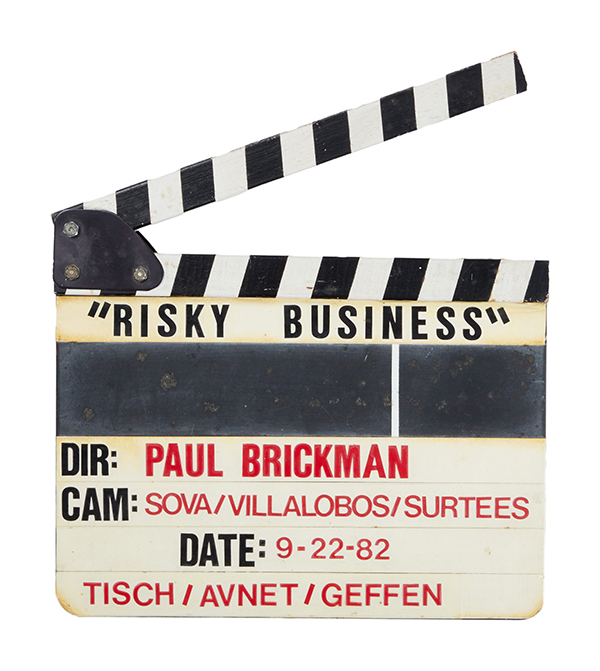 clapperboard used on the set of Risky Business