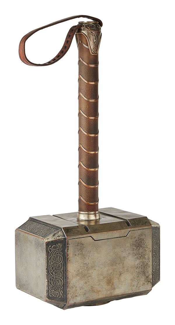 An original Mjolnir hammer hero prop used by Chris Hemsworth as Thor