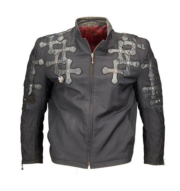 Dusty Hill's custom jacket with black leather cross appliques by Jaime Custom Tailoring