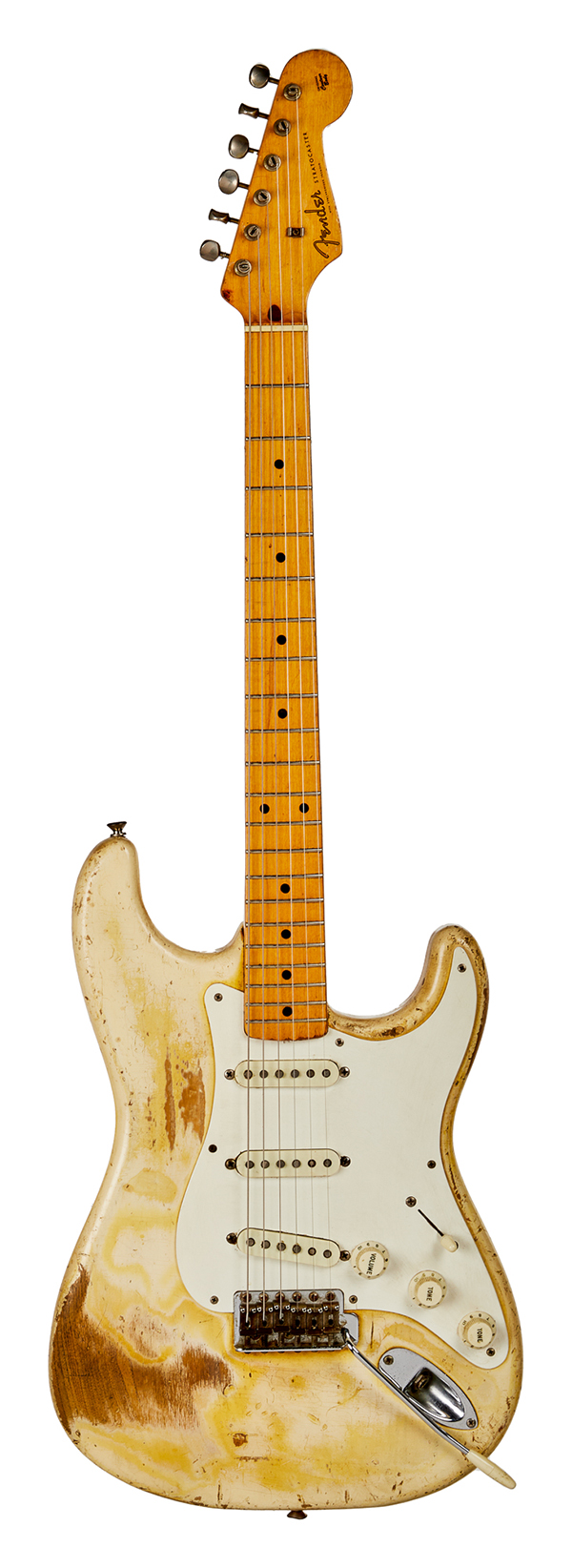 vintage 1959 Olympic white Fender Stratocaster electric guitar, owned and used by Motley Cru¨e’s Mick Mar