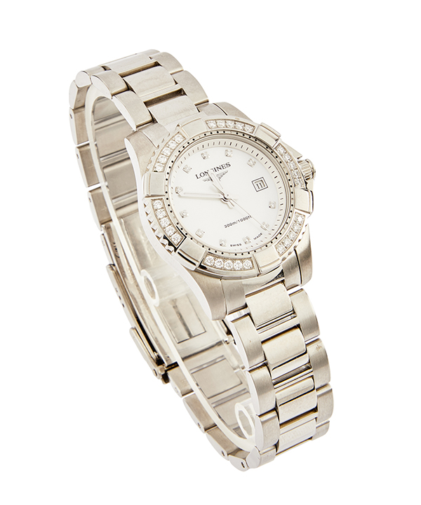 Longines diamond and stainless-steel automatic wristwatch