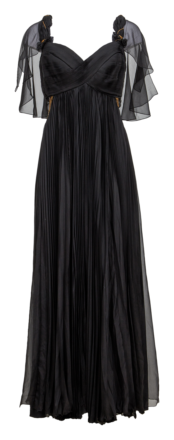 Donna Summer custom-made Louis Vuitton black pleated ethereal gown