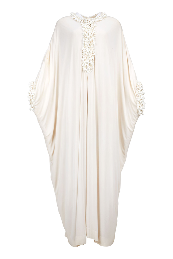 Elizabeth Taylor Tiziani ivory jersey caftan-inspired jumpsuit