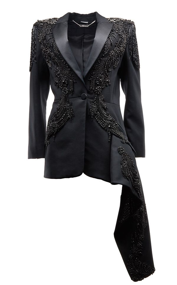 Alexander McQueen jeweled asymmetric peplum blazer designed by Sarah Burton